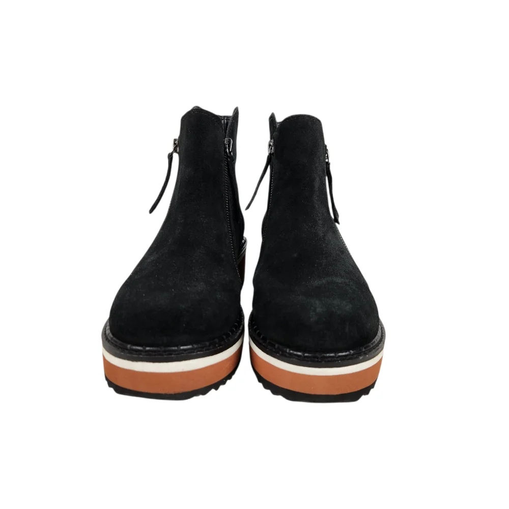 Matisse Jett Black Suede Leather Platform Double Zip Ankle Boots Womens Size 7.5